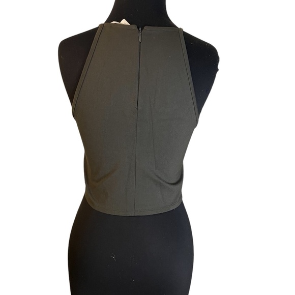 H&M Ribbon-embroidered top Dark khaki green, Size Small - Picture 4 of 9